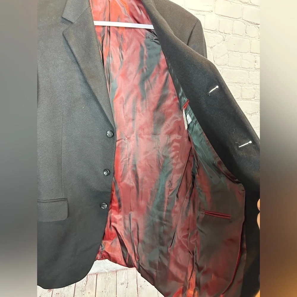 BACHRACH BLAZER Sports Coat SIZE 42 L-T 100%‎ CASHMERE MADE IN CANADA, black
